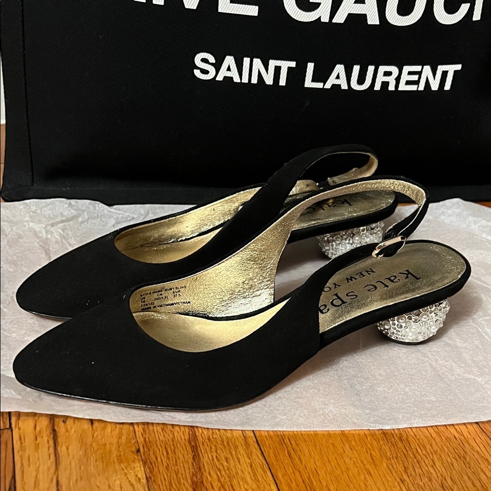 Kate Spade Black Heels with Crystal Embellished Heel